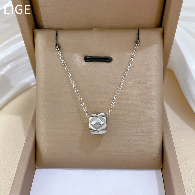 Cartoon Style Geometric Titanium Steel Plated Necklace for Women with Hollow Waist Design and Gourd Motif