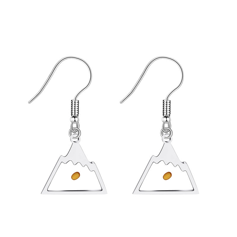 Minimalist Heart-Shaped Polished Stainless Steel Earrings with Mountain-Inspired Design for Women