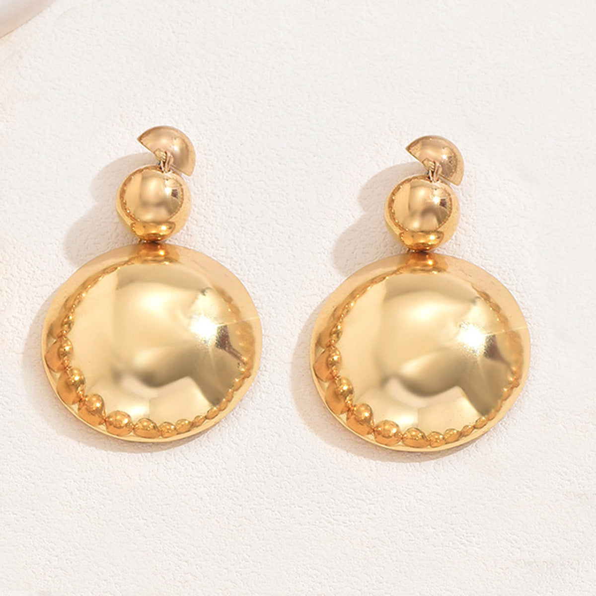 Conjunto de collar y pendientes de moda geométrica para mujer de aleación con cadena de cuentas y acabado chapado