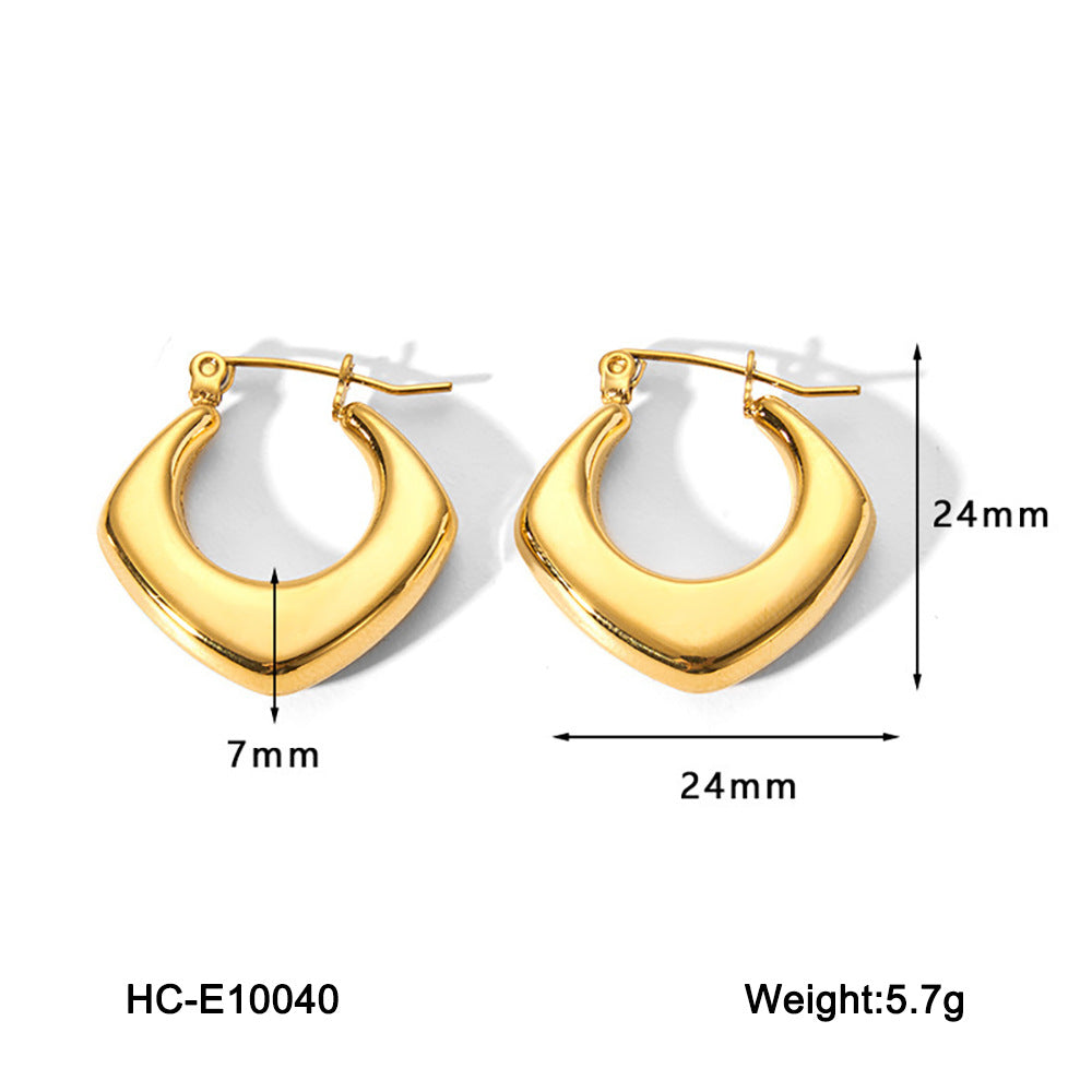 Geometric Hollow Stainless Steel Earrings for Women with Vacuum Plating Finish Fashionable and Fade-Resistant