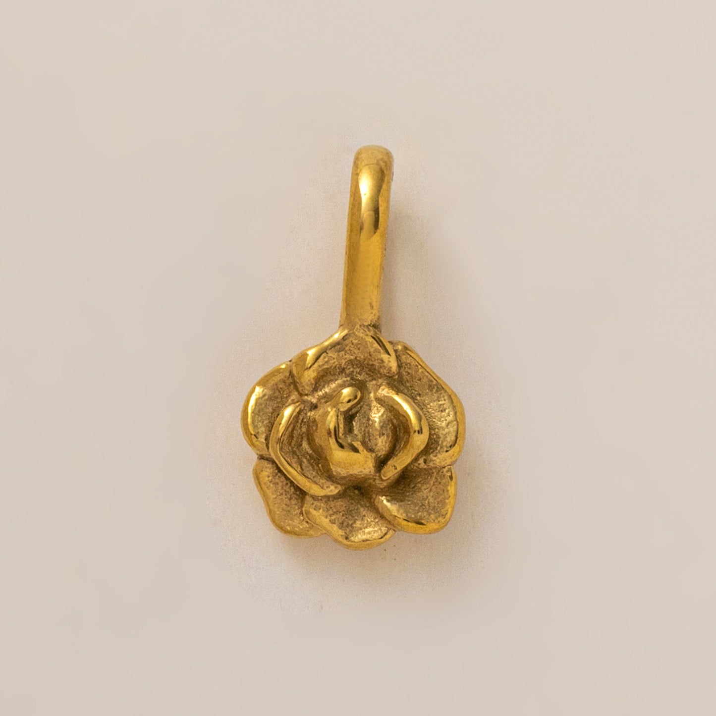 Vintage 18K Gold PVD Stainless Steel Floral Pendant Charm Bar