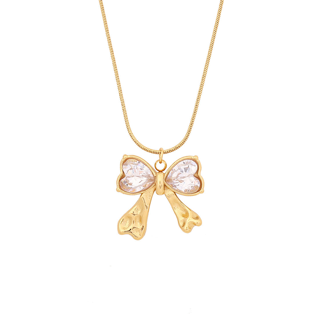 Collana con ciondolo a farfalla irregolare geometrica alla moda in acciaio inossidabile con finitura galvanica da donna