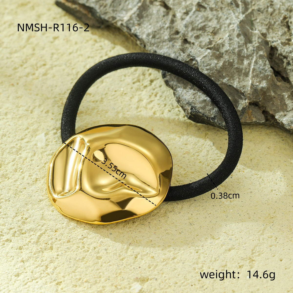Fermaglio per Capelli Minimalista in Acciaio Titanio a Forma di Girasole con Design Rotondo Irregolare per Coda Bassa, Accessorio Moda ad Alta Elasticità