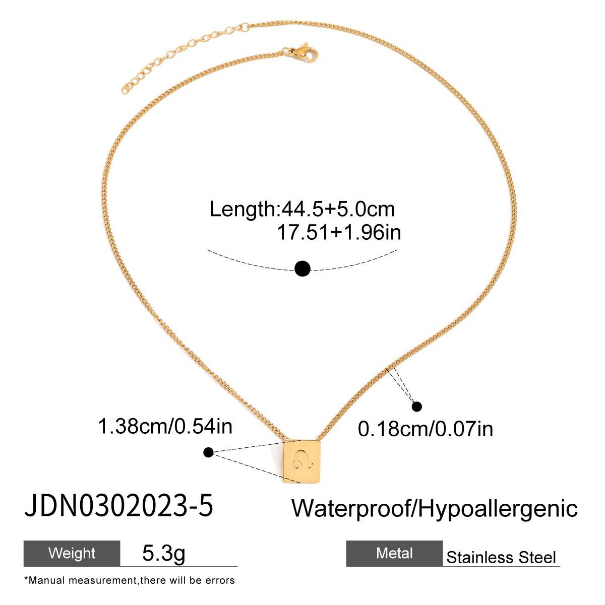 Minimalist Elegant Geometric Square Stainless Steel Plated Necklace for Women