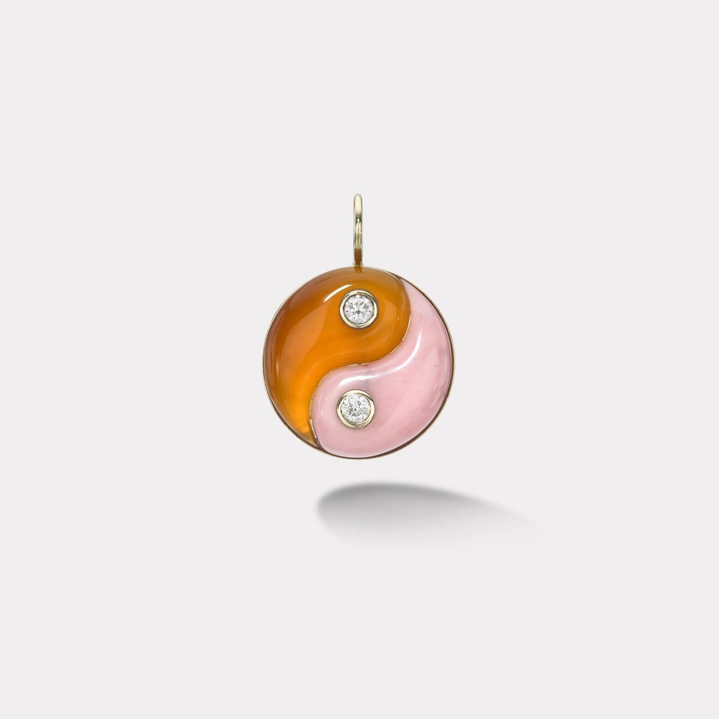 Elegant 18K Gold Plated Geometric Round Yin Yang Pendant Charm Bar on Stainless Steel Cable Chain Unisex Necklace