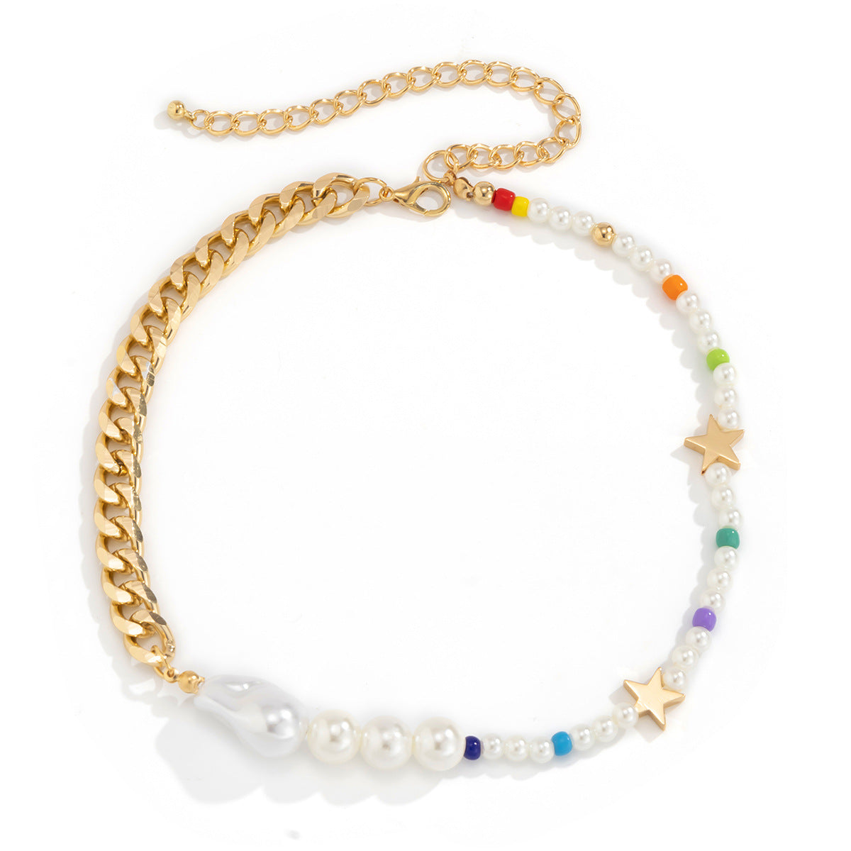Minimalist Star-Shaped Alloy Clavicle Necklace with Imitation Pearl Accents for Women