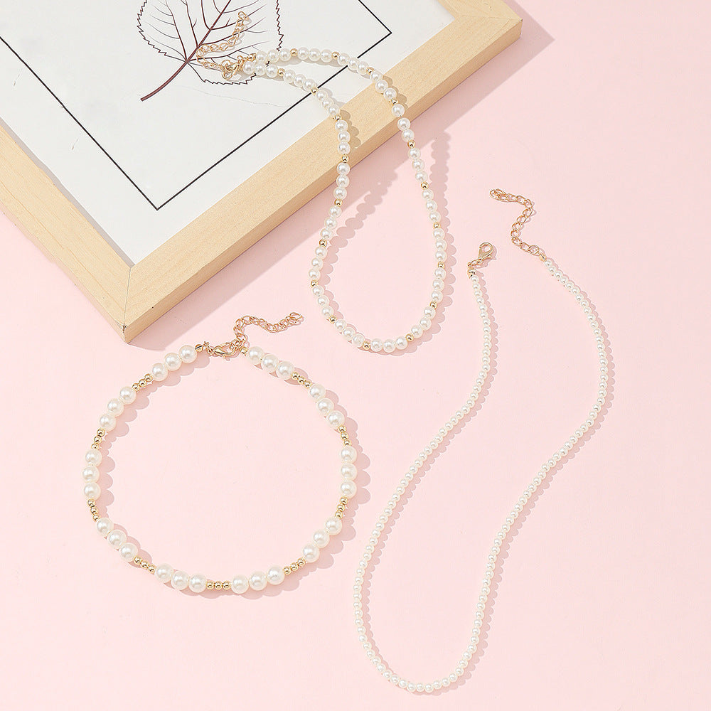 Dolce Collana Minimalista in Resina Stile Perla per Ragazze con Girocollo Regolabile a Catena di Perline Rotonde