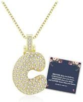 Sweet Hip-hop Letter Brass Cubic Zirconia Inlay Pendant Necklace Box Chain Unisex