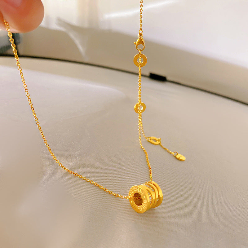 Gold Plated Titanium Steel Geometric Tassel Necklace