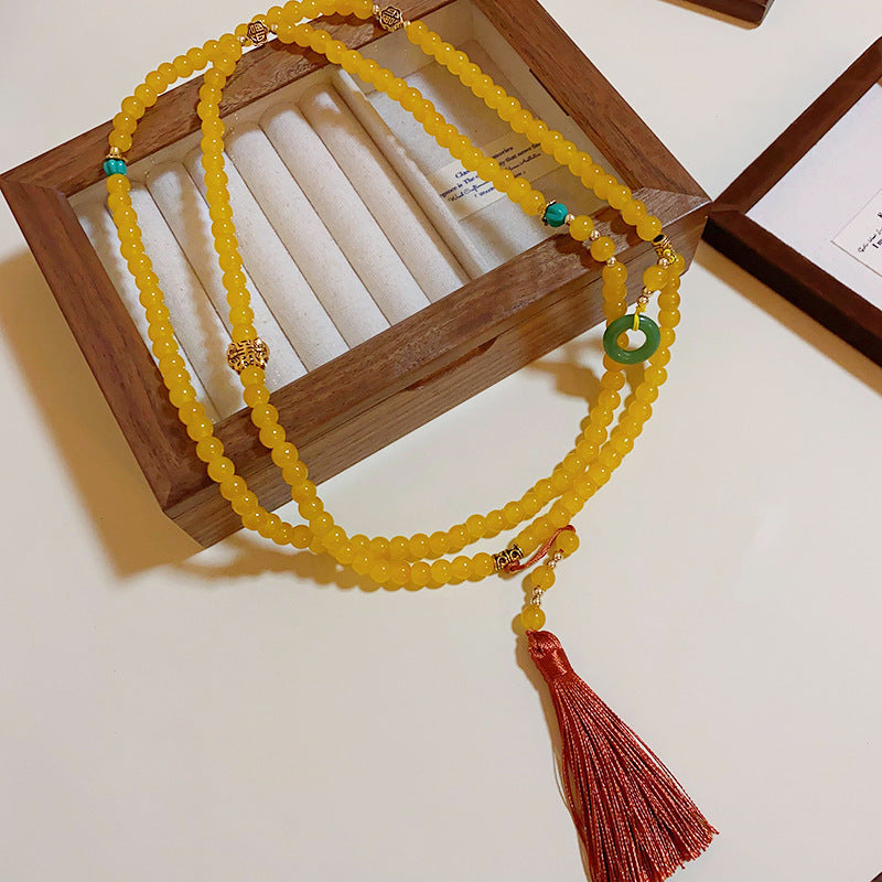 Nuevo Collar Colgante de Loto y Abanico Estilo Chino en Aleación con Baño de Oro, Diseño Geométrico, Elegante Cadena de Clavícula para Mujer