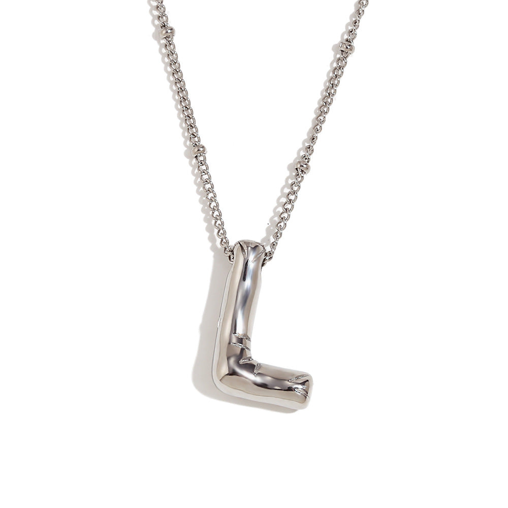 Fashionable Letter-Shaped Stainless Steel Pendant Necklace with 18K Gold Plating for Women