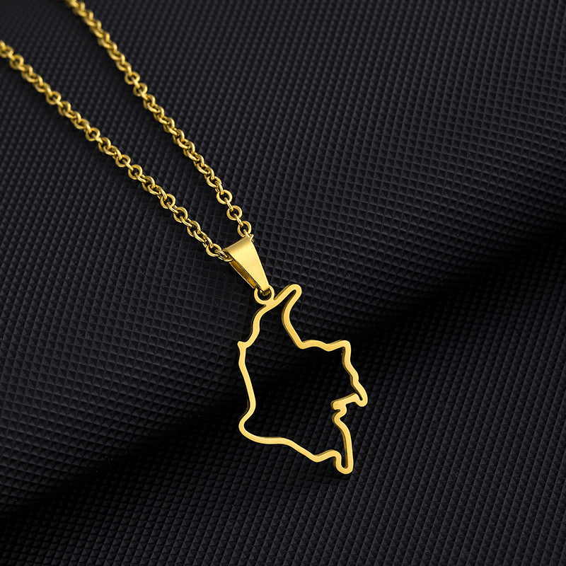Collana con ciondolo geometrico etnico vintage in acciaio inossidabile con finitura placcata e catena O per unisex