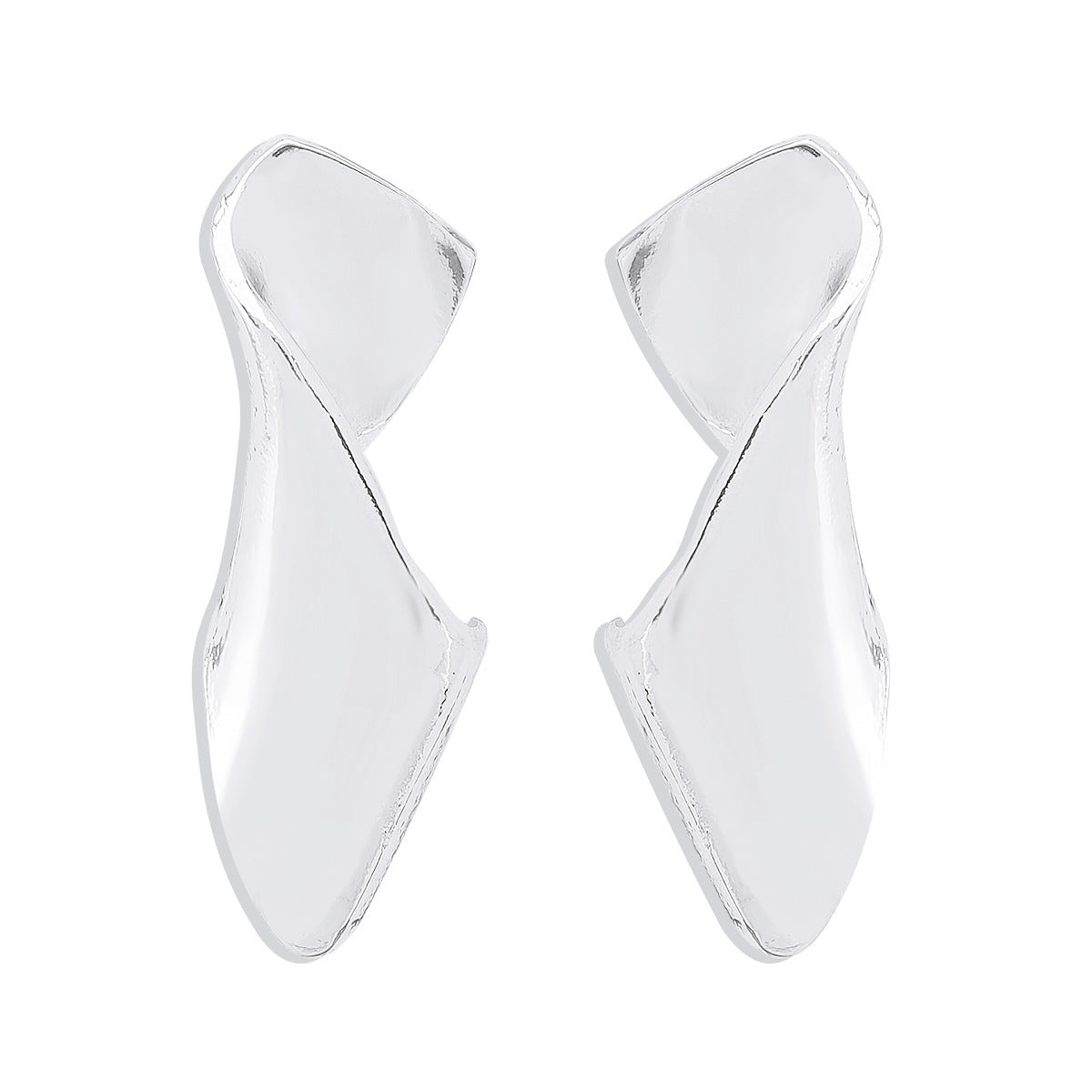 Pendientes de aro geométricos atrevidos de aleación con diseño trenzado irregular, acabado galvanizado, estilo minimalista y moderno para mujer
