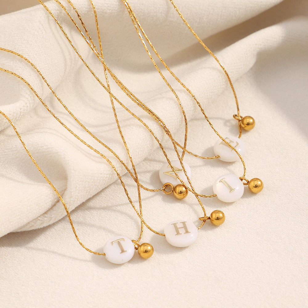 Fashionable OL Style Letter-Shaped Stainless Steel Necklace with 18K Gold Plating for Women