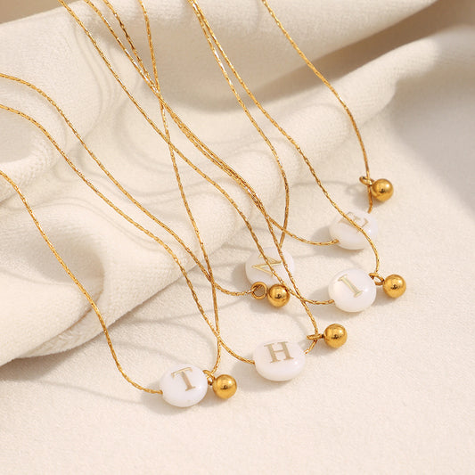 Fashionable OL Style Letter-Shaped Stainless Steel Necklace with 18K Gold Plating for Women