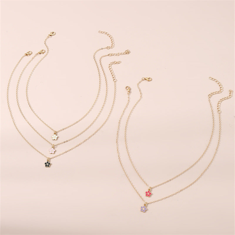 Juego de collar minimalista de aleación con forma de flor para niños con diseño de cadena cruzada