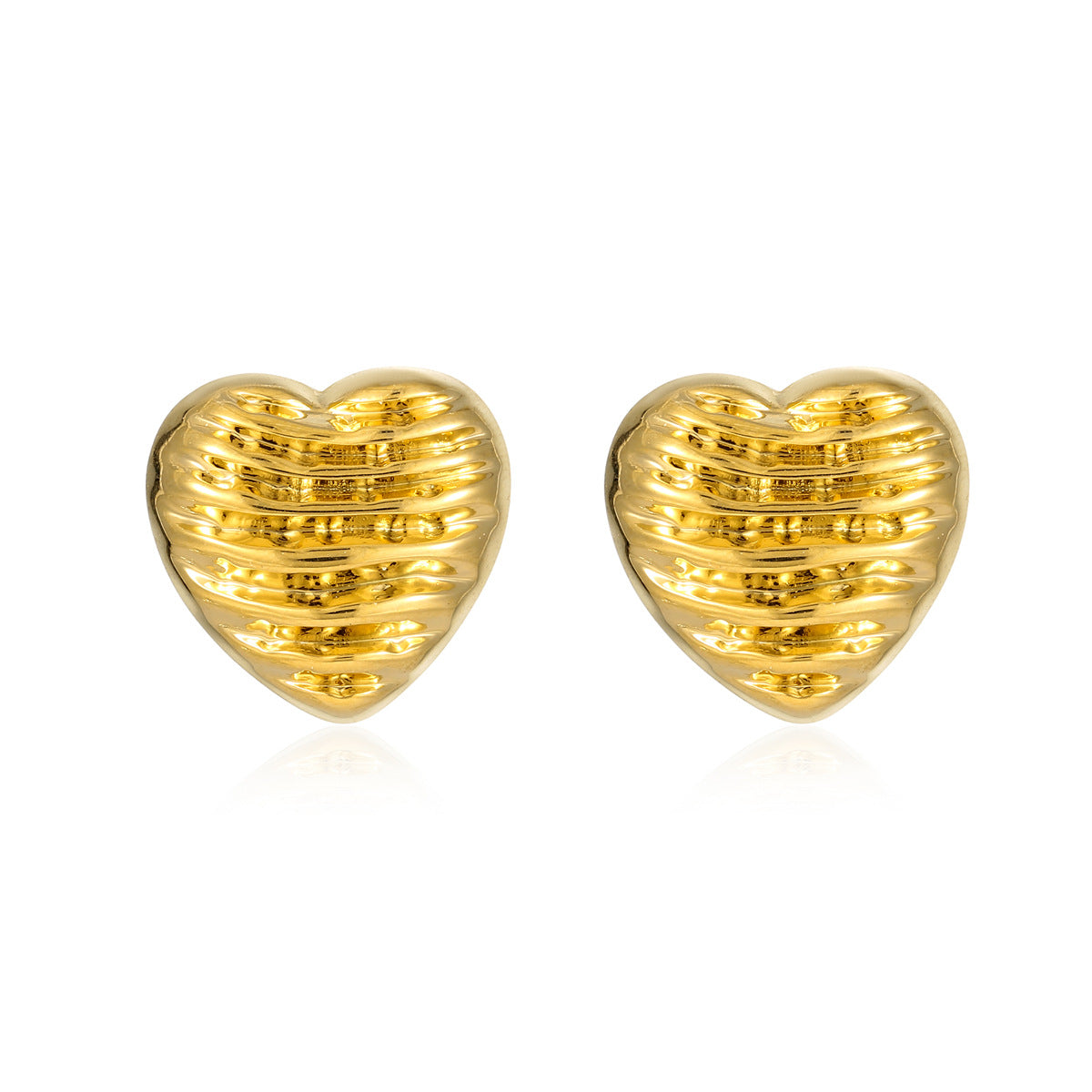 Pendientes de acero inoxidable texturizado en forma de corazón estilo vintage con acabado chapado