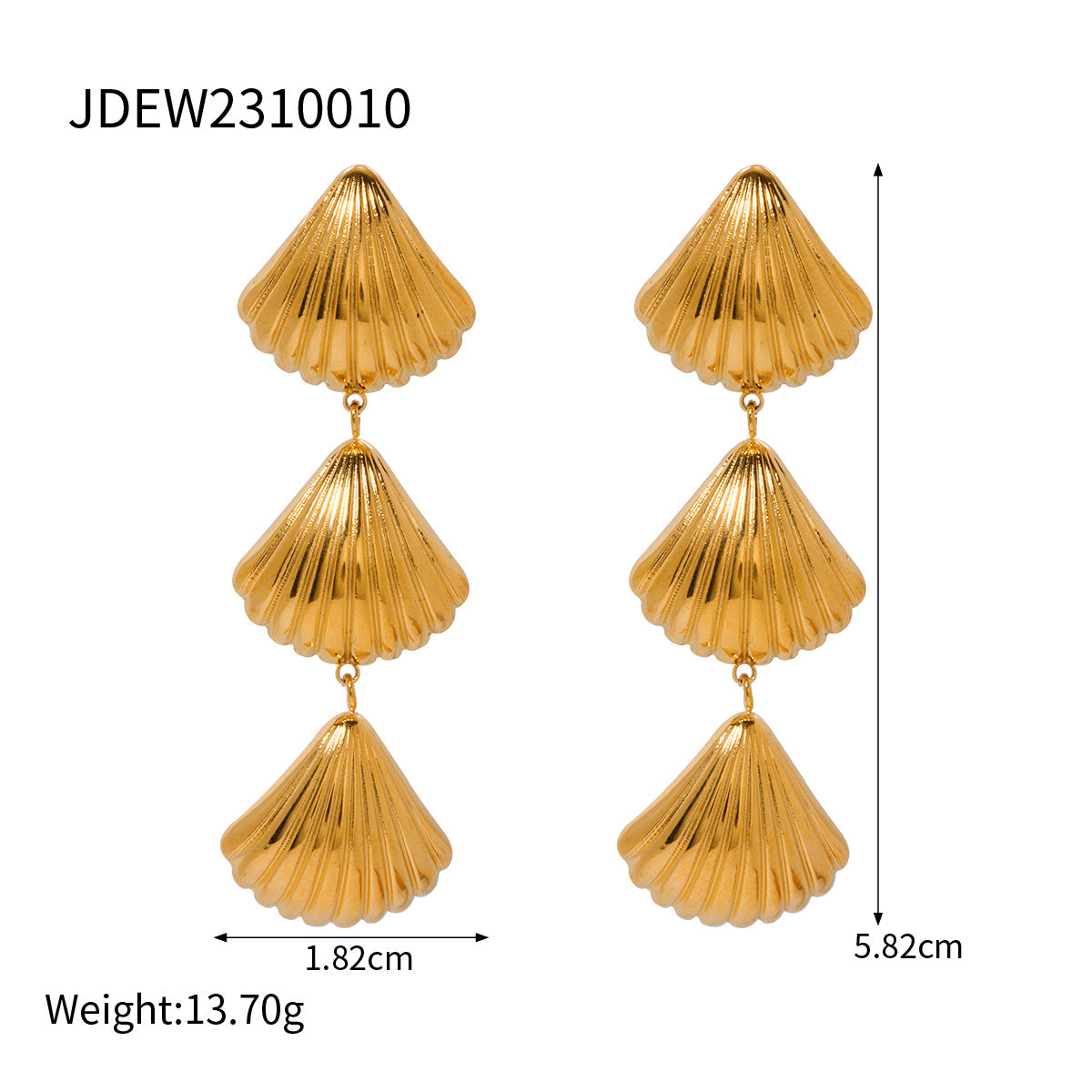 Orecchini da donna in acciaio inossidabile placcato oro 18K con stelle marine e conchiglie, alla moda