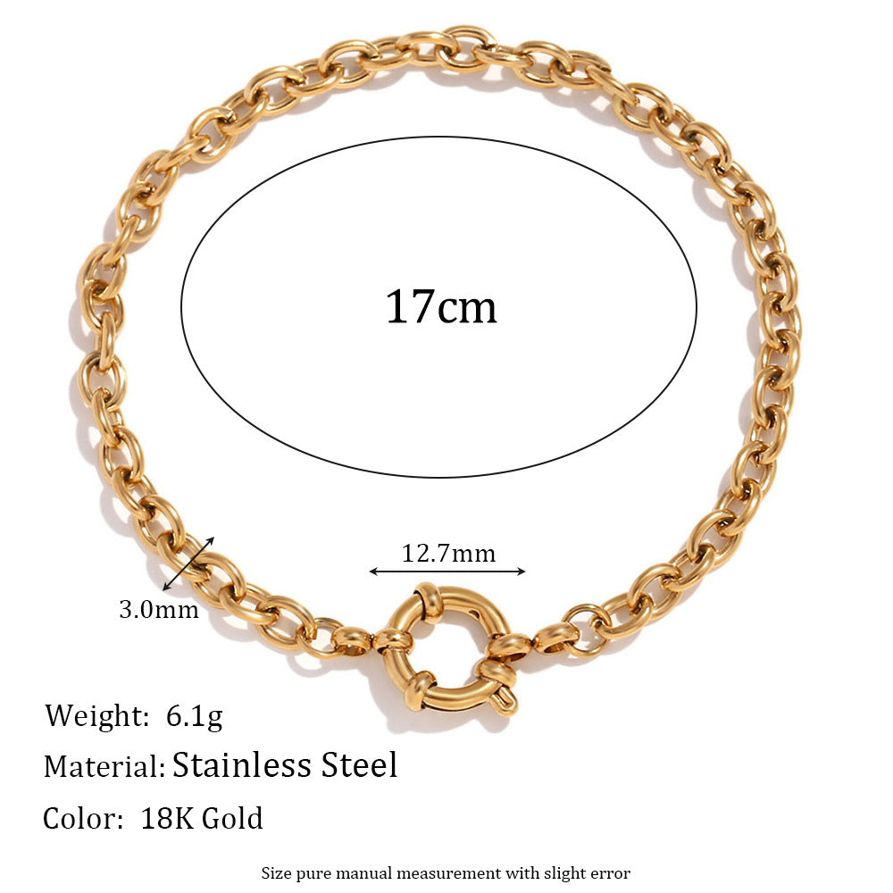 Minimalist Geometric Stainless Steel Plated 18K Gold Blade Chain Bracelet with Spring Ring Clasp