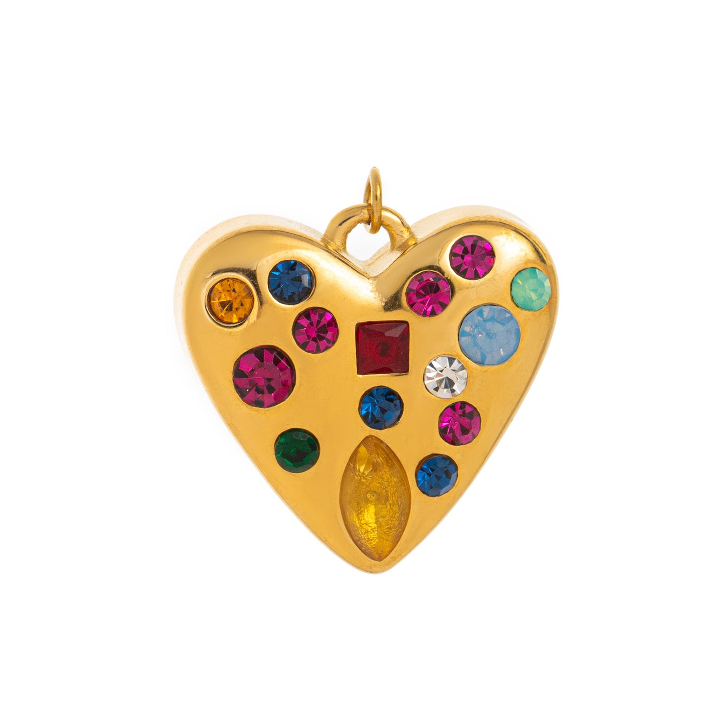 Vintage 18K Gold Plated Titanium Steel Heart Bow Charm Bar