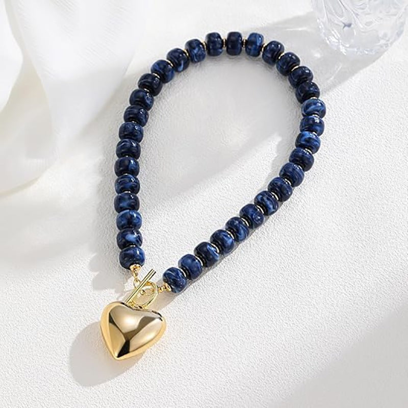 Vintage Bohemian Heart Resin Acrylic Pendant Necklace for Women