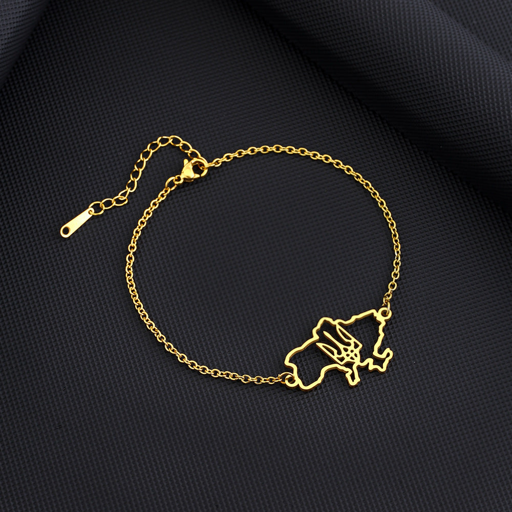Bracciale con Pendente Geometrico in Acciaio Inossidabile Stile Etnico da Donna con Finitura Galvanizzata