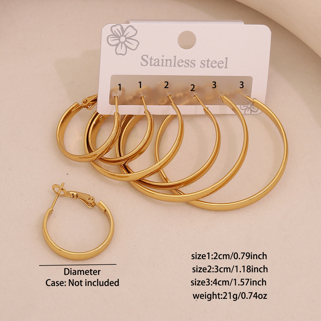 Fashion Geometric Hexagonal Stainless Steel Hoop Earrings with Plated Finish for Women