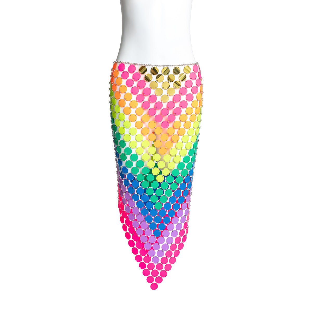Catena per il corpo rotonda in stile Boho per donne con finitura metallica e paillettes colorate, catena in vita fatta a mano con chiusura a moschettone