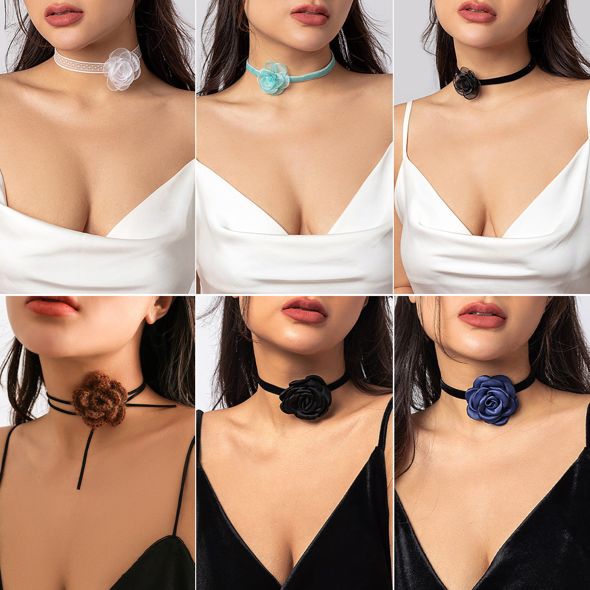 Vintage Elegant Floral Fabric Choker Necklace for Women