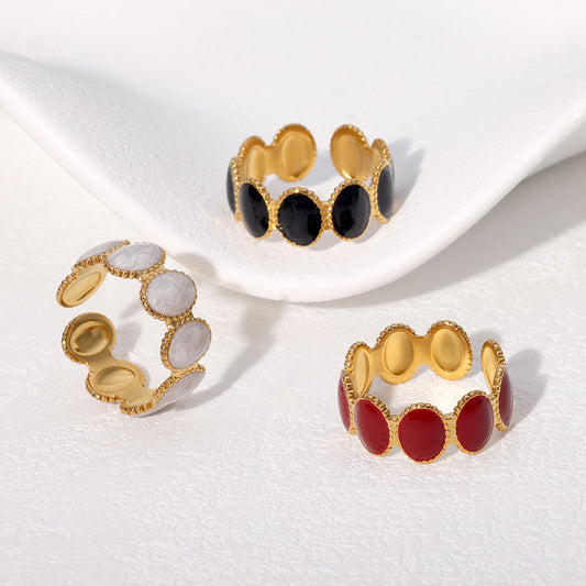 Minimalist Crown-Shaped Titanium Steel Adjustable Open Ring for Women with Plated Finish