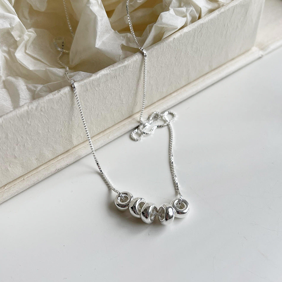 Minimalist Rhombus-Shaped 925 Sterling Silver Snake Chain Necklace for Women with Polished Finish and Circular Geometric Accent