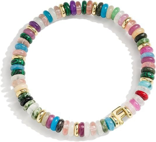 Bohemian Sweet Natural Gemstone Letter Beaded Bracelet for Women