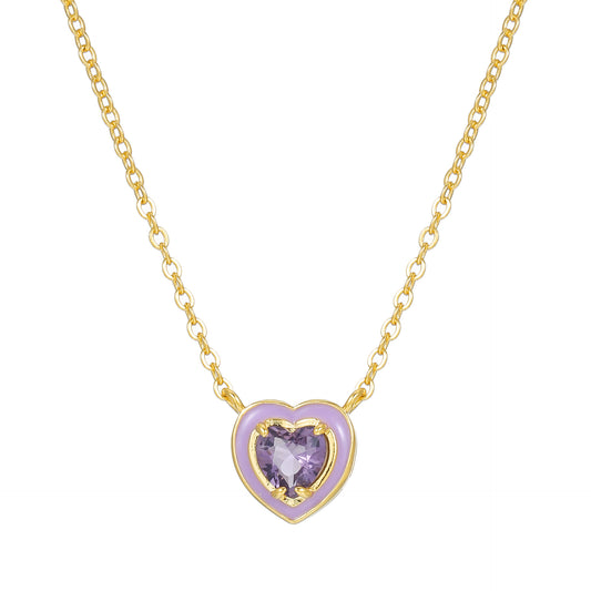 Elegant Minimalist Heart-Shaped Copper Necklace with Real Gold Plating and Cubic Zirconia Pendant on O-Chain for Women