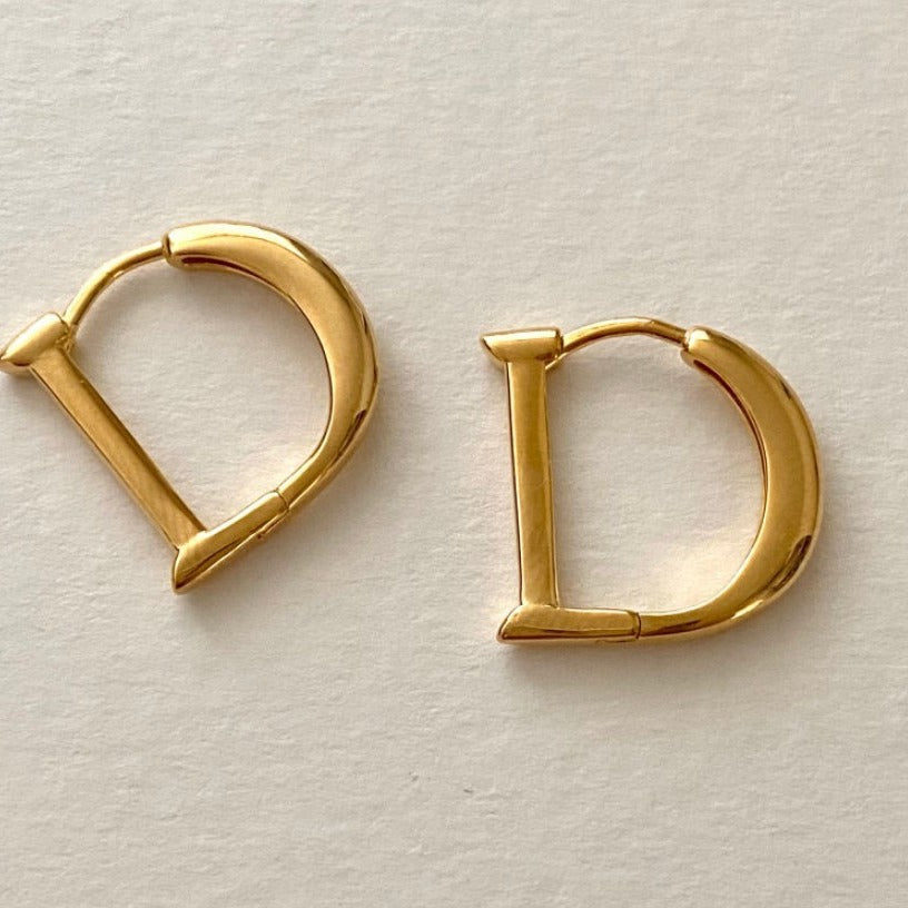 Minimalist Star-Shaped 925 Sterling Silver Hoop Earrings with Letter Detail Handmade for Women