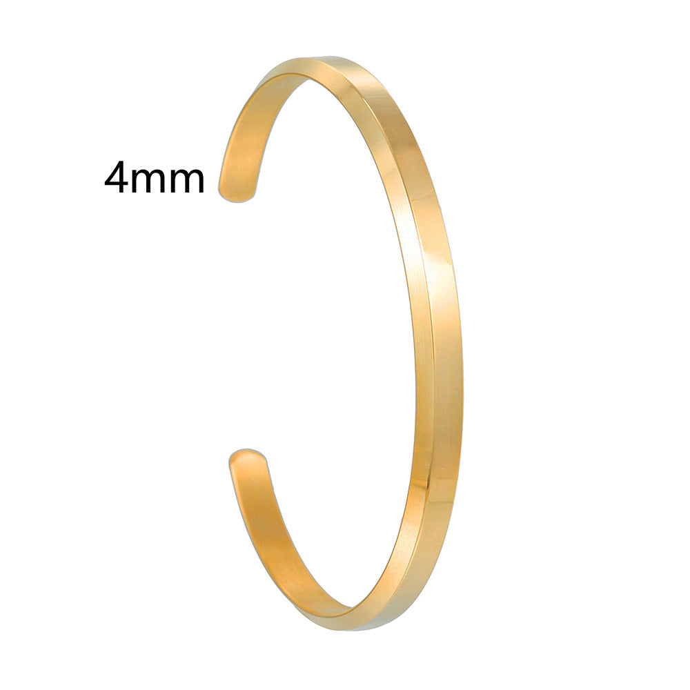 Minimalist 18K Gold Plated Geometric Titanium Steel C-Shape Open Bangle
