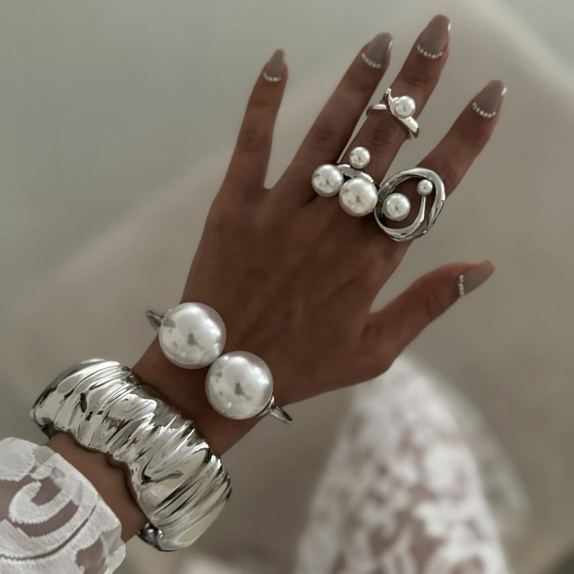 Fashion Geometric Teardrop Polished Plated Alloy Cuff Bracelet
