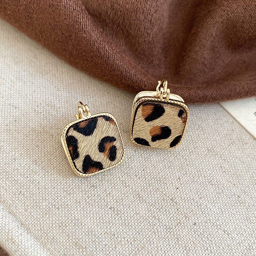 Orecchini pendenti in pelle geometrici minimalisti retrò con perni in argento sterling 925, finitura galvanizzata, da donna