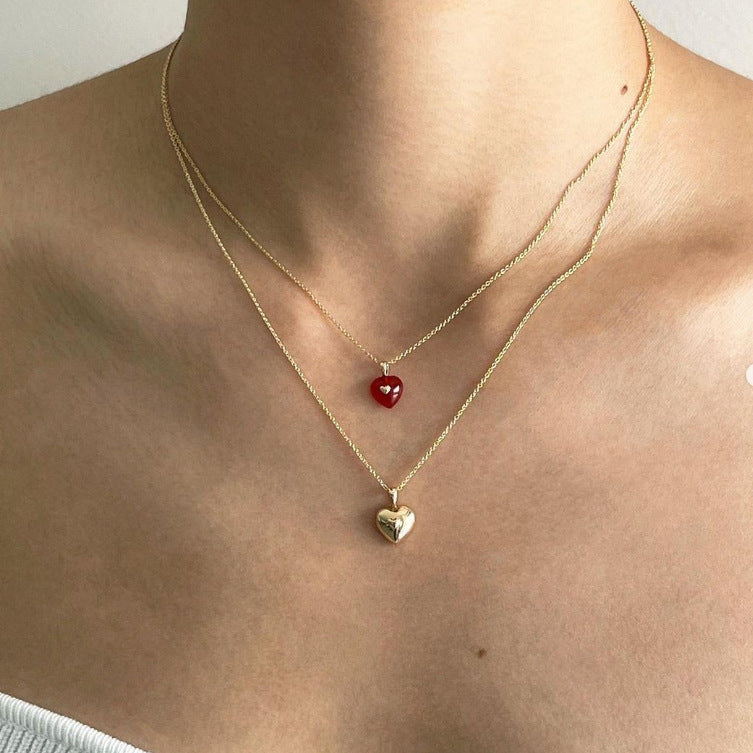 Collana minimalista a forma di cuore in argento sterling 925 con effetto fiamma fredda