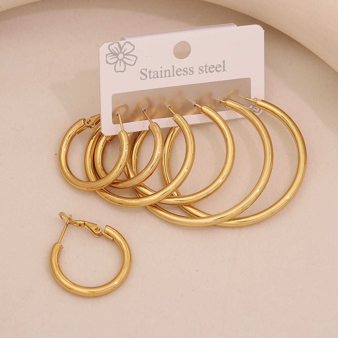 Fashion Geometric Hexagonal Stainless Steel Hoop Earrings with Plated Finish for Women