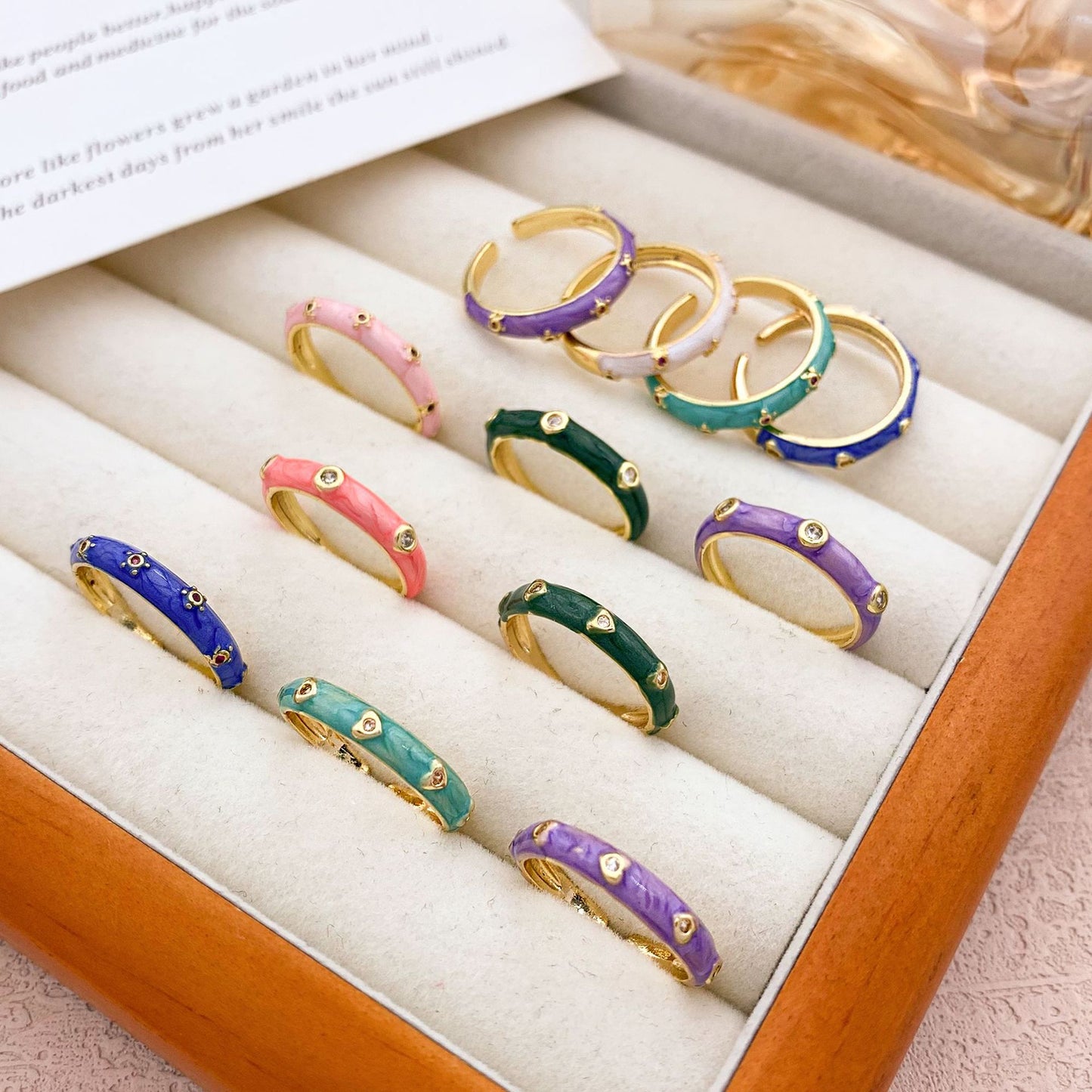 Sweet Polka Dot Round Oval Alloy Drip Oil Plated Ring for Women