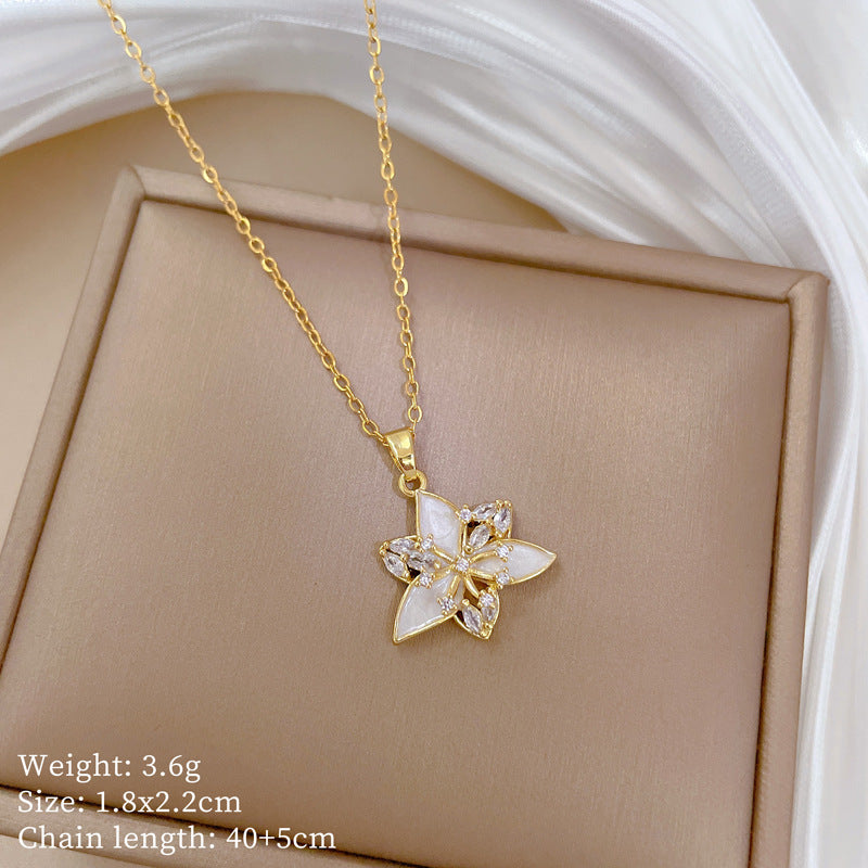 Collana Minimalista Geometrica in Acciaio al Titanio con Pendente in Rame Placcato Oro su Catena a Maglie per Uomo e Donna