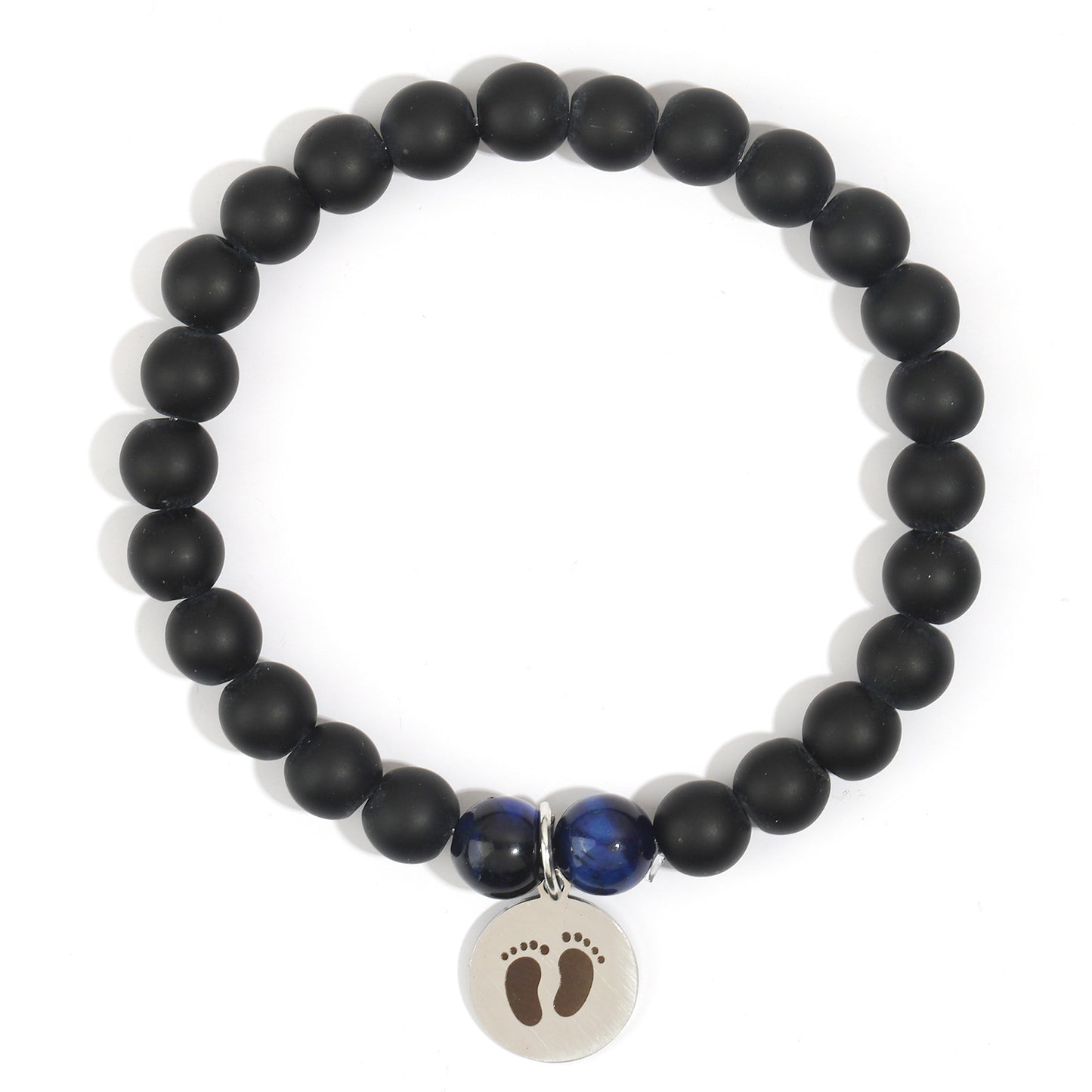 Matte Black Tiger Eye Agate Geometric Stainless Steel Bracelet for Men