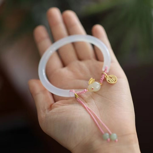 Bracciale da donna in resina a forma di coniglio, stile lussuoso, con finitura placcata, accessorio alla moda per l'ufficio