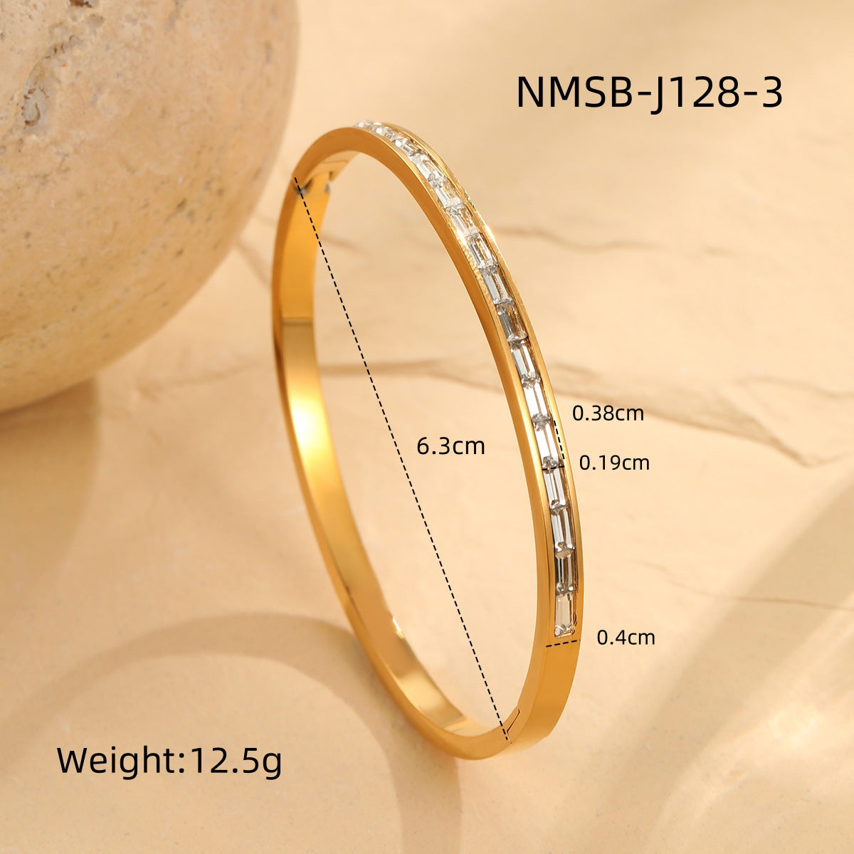 Elegante Pulsera Geométrica de Acero Inoxidable con Incrustaciones de Zirconia de Colores y Acabado Bañado para Mujer