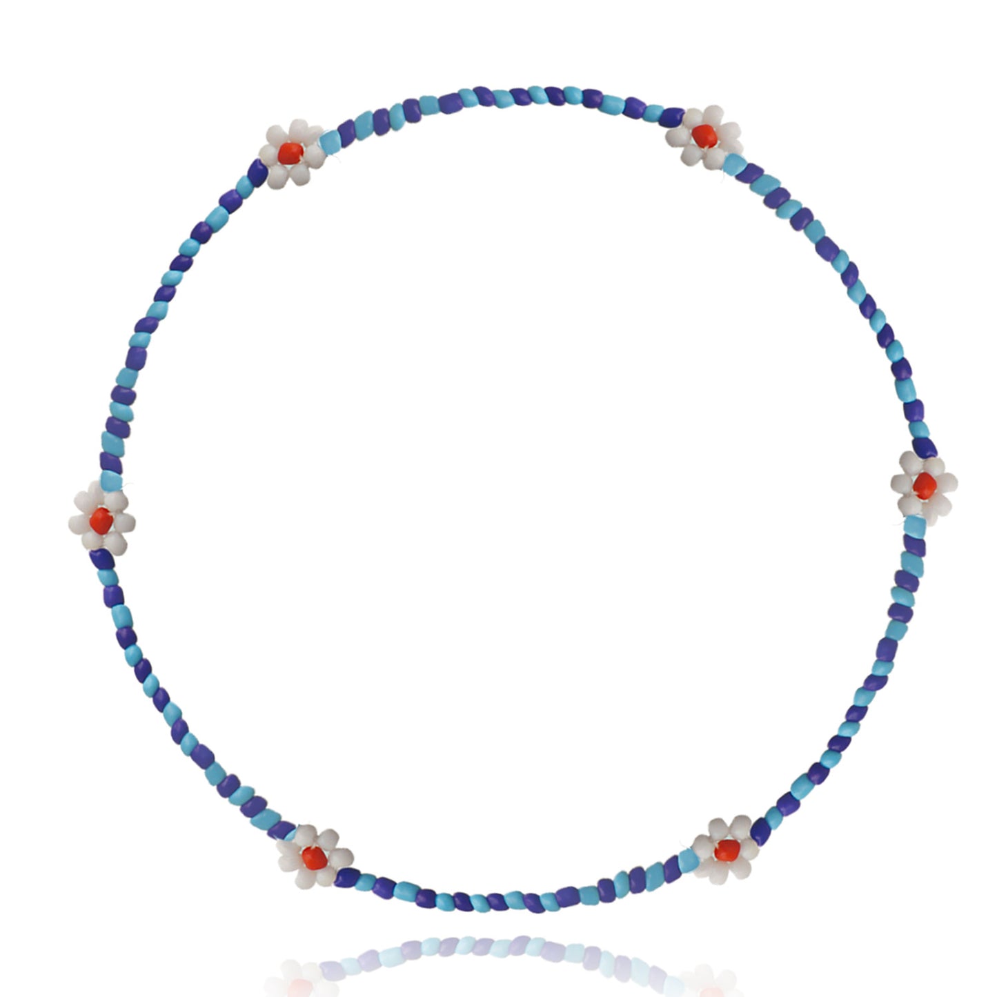 Colorful Beaded Ethnic Necklace with Geometric Design Alloy Pendant on Elastic Cord for Women