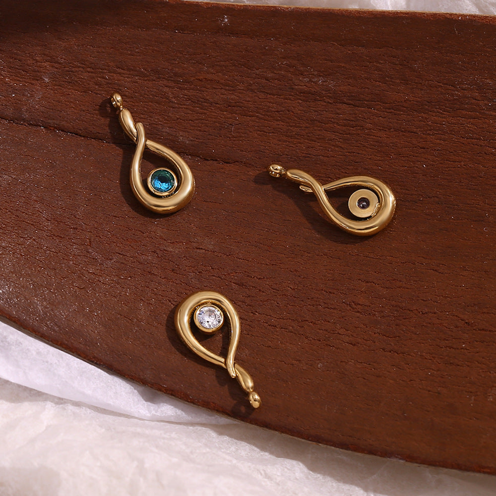 Ciondolo a forma di lacrima d'angelo in stile OL alla moda in acciaio inossidabile placcato oro 18K con intarsio di zirconi