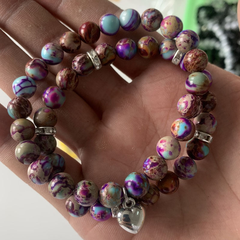 Unisex Geometric Alloy Bracelet Set with Tiger Eye, Green Aventurine and Red Agate Beads