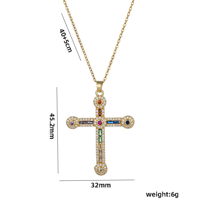 Minimalist Cross Pendant Necklace in Titanium Steel with Plated Finish for Women