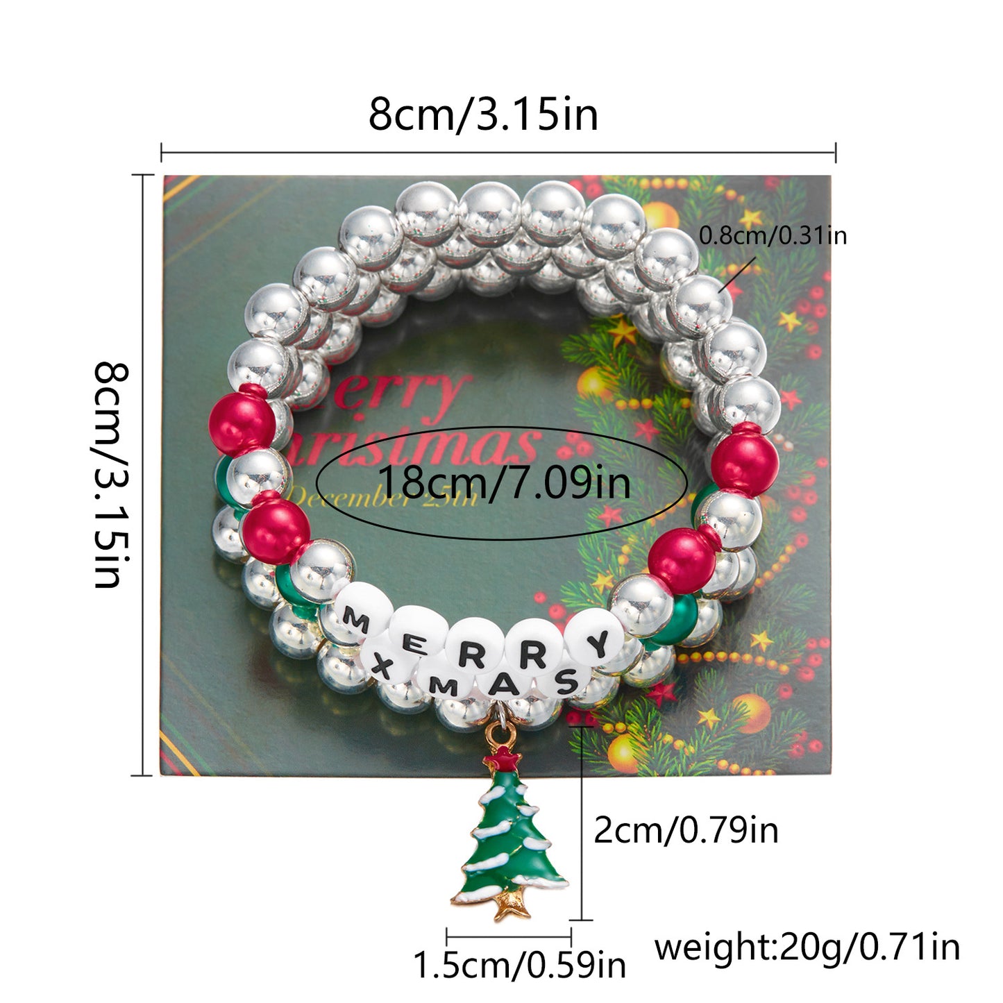 Set di braccialetti con perline e lettere a tema natalizio fatti a mano per donne con ciondolo a Babbo Natale, accessorio alla moda per le feste