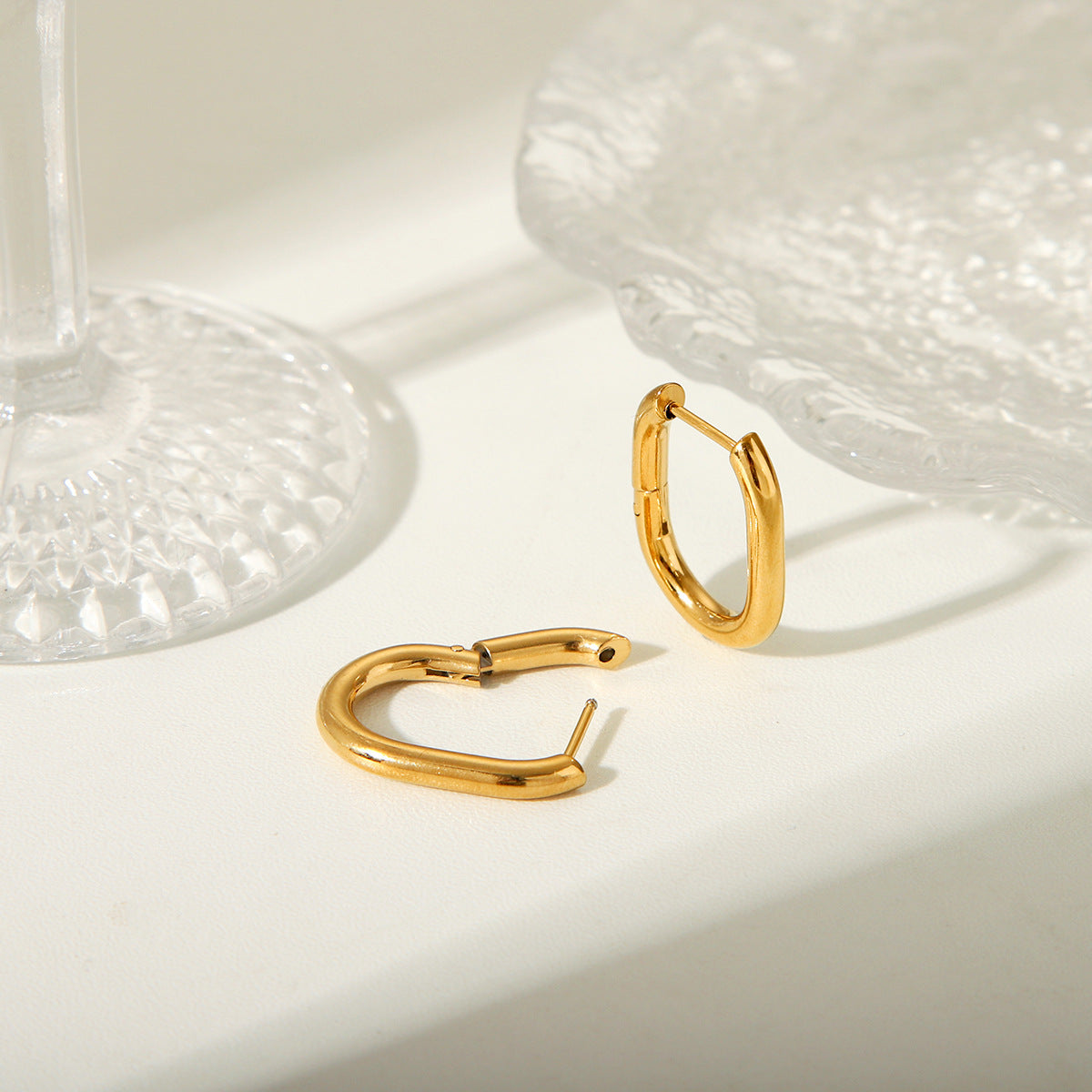 Minimalist Geometric Stainless Steel Gold-Plated Earrings for Women Hypoallergenic Titanium Steel Ear Jewelry